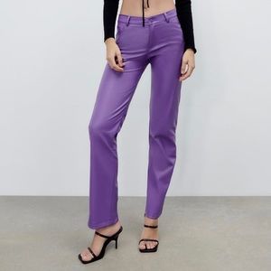 Zara purple faux leather pants